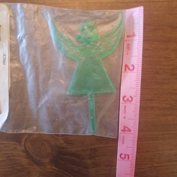 Vintage Ceramic Christmas Tree Topper Green Angel Bell Ceramics. NOS. - Picture 2 of 5